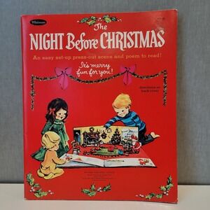 Whitman The Night Before Christmas Press-out Book 1968 Red Excellent Vintage MCM